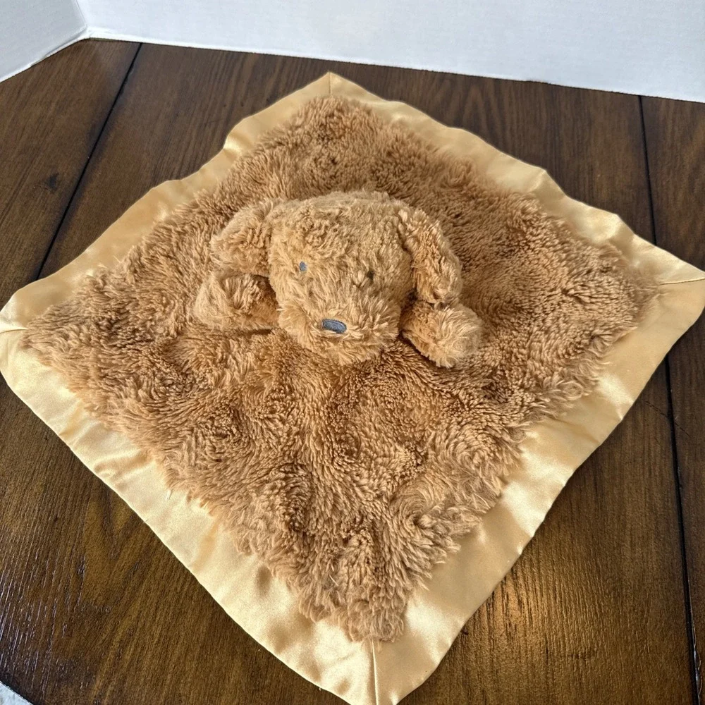 Cloud Island  Puppy Dog Lovey Security Blanket Brown Satin Trim 14